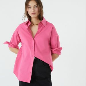 Oversized hemd Signature, tuniek lengte LA REDOUTE COLLECTIONS. Katoen materiaal. Maten 50 FR - 48 EU. Roze kleur