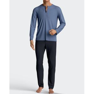 Pyjama met tuniekhals en bedrukte broek IMPETUS. Katoen materiaal. Maten M. Blauw kleur