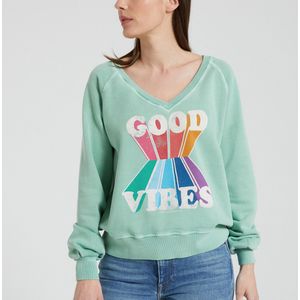 Sweater met V-hals SHIVA VIBES LEON & HARPER. Katoen materiaal. Maten M. Groen kleur