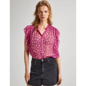 Blouse met volants, zonder mouwen PEPE JEANS. Polyester materiaal. Maten S. Roze kleur