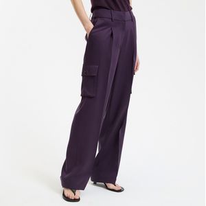 Rechte cargobroek in lyocell LA REDOUTE COLLECTIONS. Tencel/lyocell materiaal. Maten 36 FR - 34 EU. Rood kleur
