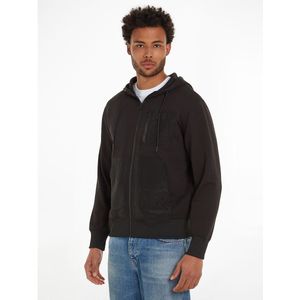 Zip-up hoodie, 2 stoffen CALVIN KLEIN JEANS. Katoen materiaal. Maten L. Zwart kleur