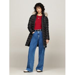 Lange donsjas met ritssluiting en kap TOMMY JEANS. Polyester materiaal. Maten XL. Zwart kleur