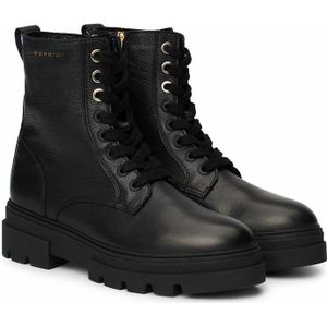 Leren boots met veters TOMMY HILFIGER. Leer materiaal. Maten 39. Zwart kleur