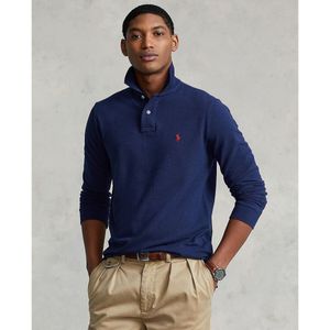 Rechte polo met lange mouwen, custom fit POLO RALPH LAUREN. Katoen materiaal. Maten XL. Blauw kleur