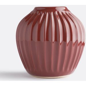 Generfde keramische vaas H15 cm Estria LA REDOUTE INTERIEURS. Keramiek materiaal. Maten één maat. Rood kleur