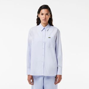 Oversized hemd in katoen popeline LACOSTE. Katoen materiaal. Maten 42 FR - 40 EU. Blauw kleur