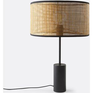 Cara - Tafellamp - Zwart/Naturel - Metaal/Rotan