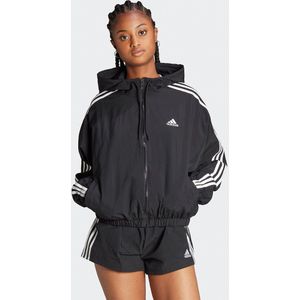 Windjack Woven Essentials 3-Stripes ADIDAS SPORTSWEAR. Polyamide materiaal. Maten XL. Zwart kleur