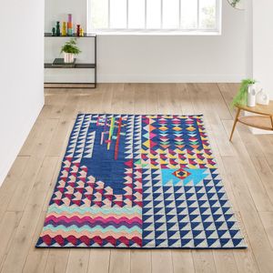Tapijt 100% katoen POOL STUDIO x LA REDOUTE INTERIEURS. Katoen materiaal. Maten 120 x 170 cm. Multicolor kleur