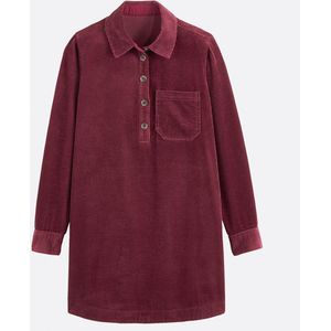 Korte jurk in geribd fluweel, Signature ALBANE LA REDOUTE COLLECTIONS. Katoen materiaal. Maten 42 FR - 40 EU. Rood kleur