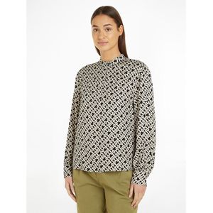 Bedrukte blouse met lange mouwen TOMMY HILFIGER. Viscose materiaal. Maten 40 FR - 38 EU. Zwart kleur