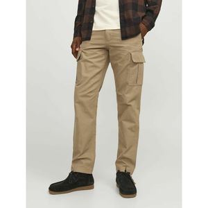 Cargo broek aangetrokken onderaan JACK & JONES. Katoen materiaal. Maten W33 - Lengte 32. Beige kleur