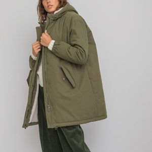 Halflange parka met kap LA REDOUTE COLLECTIONS. Katoen materiaal. Maten 52 FR - 50 EU. Groen kleur