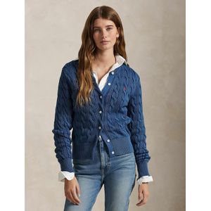 Cardigan met ronde hals, in kabeltricot POLO RALPH LAUREN. Katoen materiaal. Maten XL. Blauw kleur