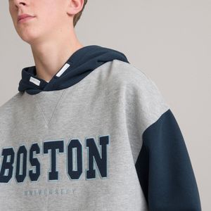 Oversized hoodie, Boston borduursel vooraan LA REDOUTE COLLECTIONS. Katoen materiaal. Maten XS. Blauw kleur