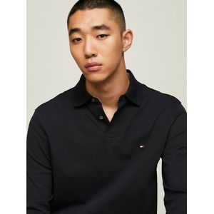 Rechte polo met lange mouwen, piqué tricot 1985 TOMMY HILFIGER. Katoen materiaal. Maten XXL. Blauw kleur