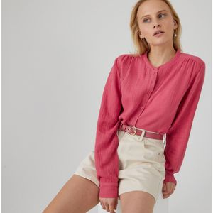 Hemd met Maokraag, lange mouwen LA REDOUTE COLLECTIONS. Katoen materiaal. Maten 36 FR - 34 EU. Roze kleur