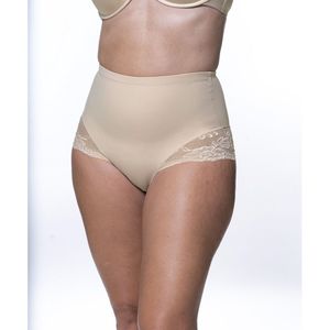 Hoge slip, matige steun, Brigitte DORINA. Polyamide materiaal. Maten XS. Beige kleur