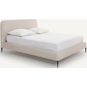 Bed met bedbodem, Oscar design E. Gallina AM.PM. Stof materiaal. Maten 180 x 200 cm. Beige kleur