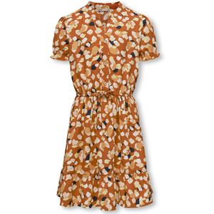 Bedrukte jurk met korte mouwen KIDS ONLY. Polyester materiaal. Maten 13 jaar - 153 cm. Oranje kleur
