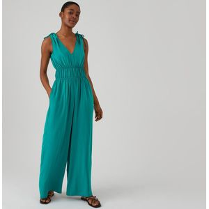 Soepele en gesatineerde jumpsuit LA REDOUTE COLLECTIONS. Polyester materiaal. Maten 42 FR - 40 EU. Groen kleur