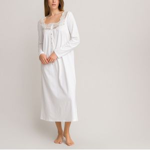Nachthemd in kant en katoen ANNE WEYBURN. Katoen materiaal. Maten 46/48 FR - 44/46 EU. Wit kleur