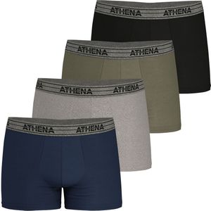 Set van 4 boxershorts Basic Coton ATHENA. Katoen materiaal. Maten M. Zwart kleur