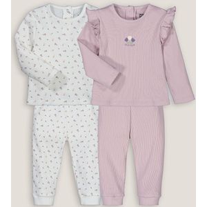 Set van 2 pyjama's in ribboord, 2-delig LA REDOUTE COLLECTIONS. Katoen materiaal. Maten 4 jaar - 102 cm. Andere kleur