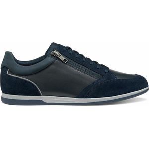 Ademende sneakers met rits Renan GEOX. Leer materiaal. Maten 45. Blauw kleur
