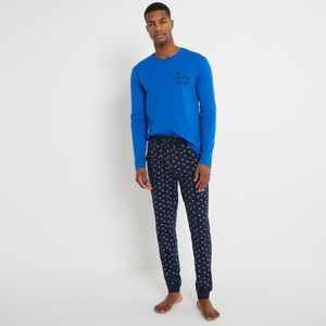 Pyjama met lange mouwen LA REDOUTE COLLECTIONS. Katoen materiaal. Maten XL. Blauw kleur