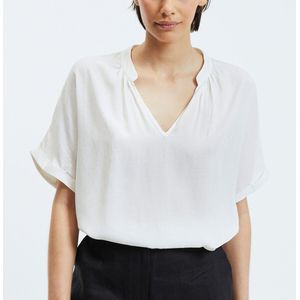 Hemd met V-hals en korte mouwen VILA. Viscose materiaal. Maten 36 FR - 34 EU. Wit kleur
