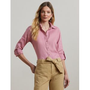Hemd in linnen, lange mouwen LAUREN RALPH LAUREN. Linnen materiaal. Maten M. Roze kleur