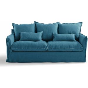 Zetelhoes in gekreukt linnen Odna LA REDOUTE INTERIEURS.  materiaal. Maten 4-zit. Blauw kleur