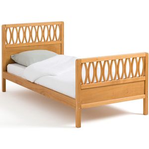 Vintage bed + beddenbodem, Malu LA REDOUTE INTERIEURS. Hout materiaal. Maten 90 x 190 cm. Kastanje kleur