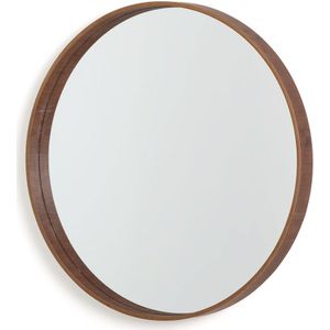 Ronde spiegel met notenhoutfineer Ø60 cm, Alaria LA REDOUTE INTERIEURS. Donker hout materiaal. Maten één maat. Kastanje kleur