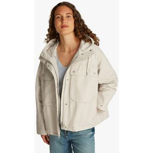 Korte parka met kap TOMMY HILFIGER. Katoen materiaal. Maten 38 FR - 36 EU. Beige kleur