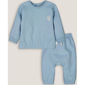 2-delig ensemble, sweater en joggingbroek LA REDOUTE COLLECTIONS. Katoen materiaal. Maten 1 mnd - 54 cm. Blauw kleur