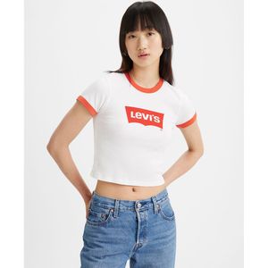 T-shirt cropped, logo vooraan LEVI'S. Katoen materiaal. Maten XS. Wit kleur