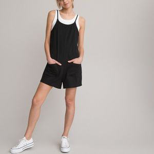 Combi-short met spaghettibandjes LA REDOUTE COLLECTIONS. Katoen materiaal. Maten 12 jaar - 150 cm. Zwart kleur