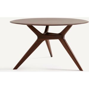 Ronde tafel in  massief notenhout, Maricielo AM.PM. Hout materiaal. Maten 6 personen. Kastanje kleur