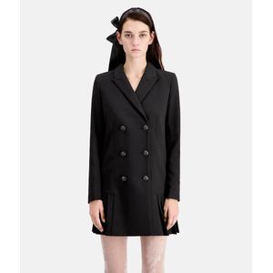 Korte jurk met knoopsluiting in blazerstijl, reverskraag THE KOOPLES. Polyester materiaal. Maten 3(L). Zwart kleur