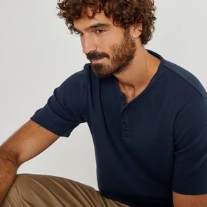T-shirt met tuniekhals en korte mouwen LA REDOUTE COLLECTIONS. Katoen materiaal. Maten L. Blauw kleur