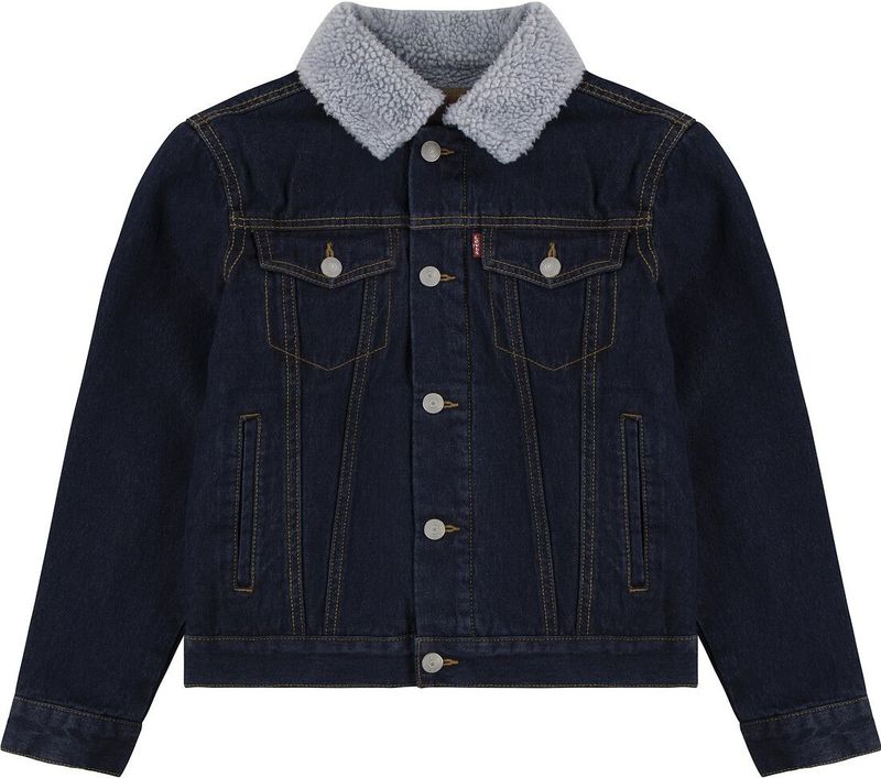 Jeansjacket met sherpa binnenin LEVI'S KIDS. Katoen materiaal. Maten 16 jaar - 162 cm. Blauw kleur