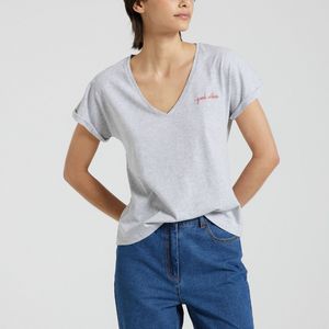 T-shirt met V-hals CHATEAU GOOD VIBES MAISON LABICHE. Katoen materiaal. Maten L. Grijs kleur