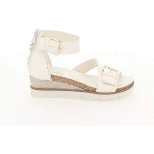 Sandalen met sleehak, in leer MJUS. Leer materiaal. Maten 39. Beige kleur