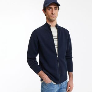 Merino vest met rits, Signature, SEBASTIEN LA REDOUTE COLLECTIONS. Merinos materiaal. Maten 3XL. Blauw kleur