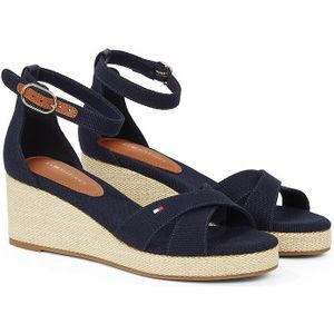 Gekruiste sandalen met sleehak Flag TOMMY HILFIGER. Katoen materiaal. Maten 41. Blauw kleur