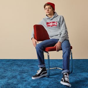 Hoodie LEVI'S KIDS. Katoen materiaal. Maten 14 jaar - 162 cm. Grijs kleur