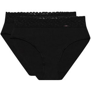 Set van 2 slips Coton Stretch Féminine DIM. Katoen materiaal. Maten 48/50 FR - 46/48 EU. Zwart kleur